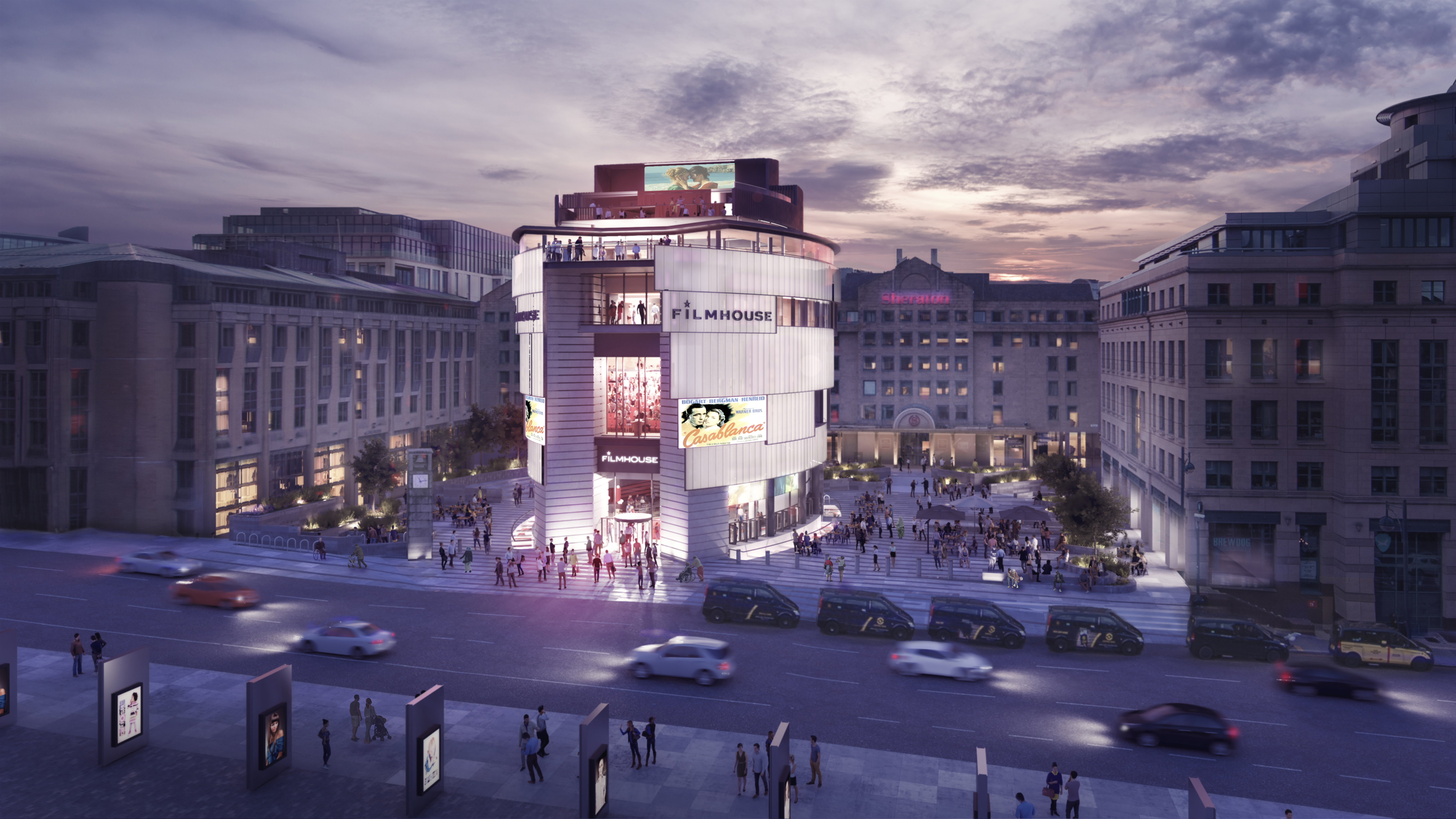 Artist's impression of the New Filmhouse building, taken from the roof of the Usher Hall