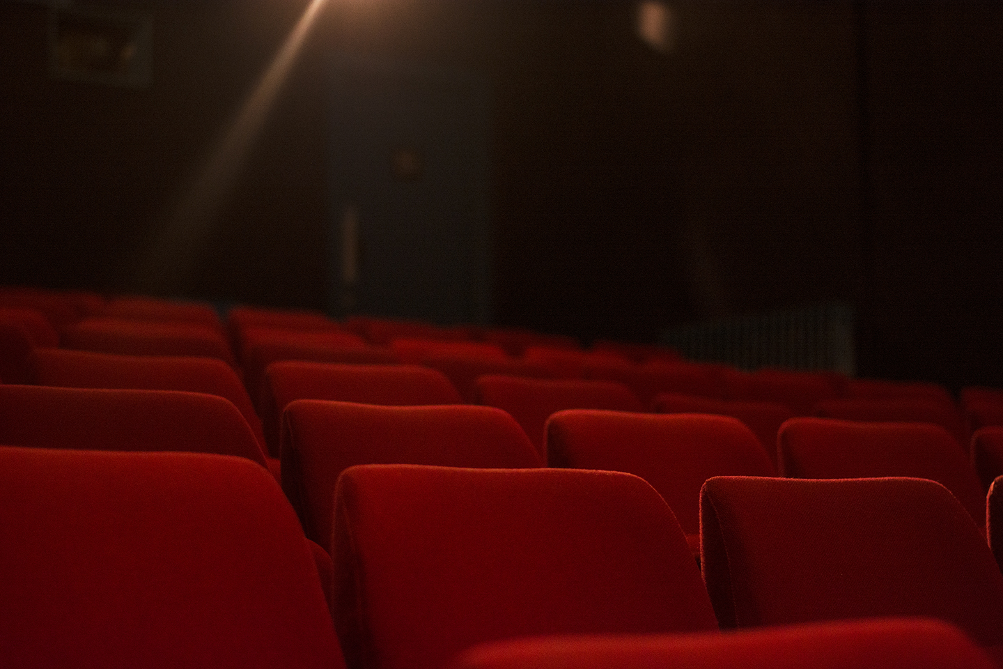 Filmhouse Red Chairs lit up and empty